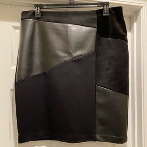 Plus size CK skirt mixed material of faux, leather, suede & velvet in front